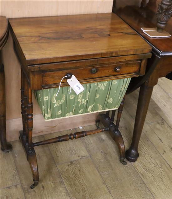 A Regency rosewood card / work table W.50cm